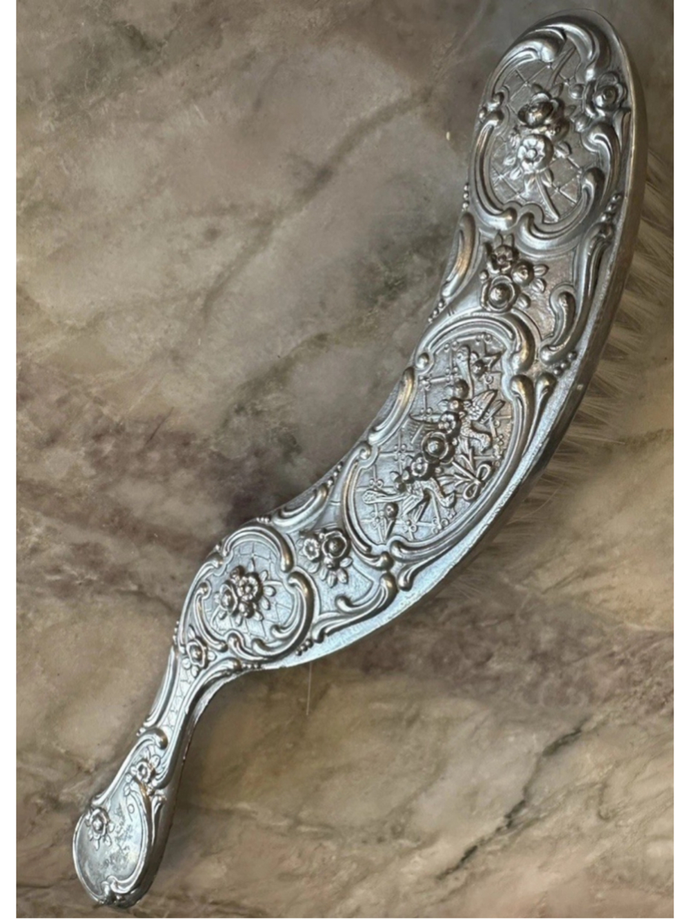 Antique Vintage Art Nouveau Victorian Silver Plate Clothes Brush Valet Ornate